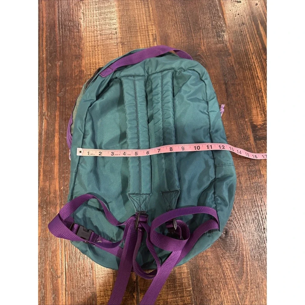VTG LL Bean Deluxe Book Pack Nylon Backpack Green Purple School Casual Outdoors